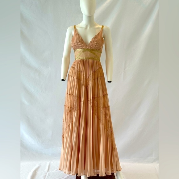 BCBG Maxazria  Grecian-inspired, sleeveless Maxi Gown V neck Size 0 Pink NWT - Picture 1 of 11